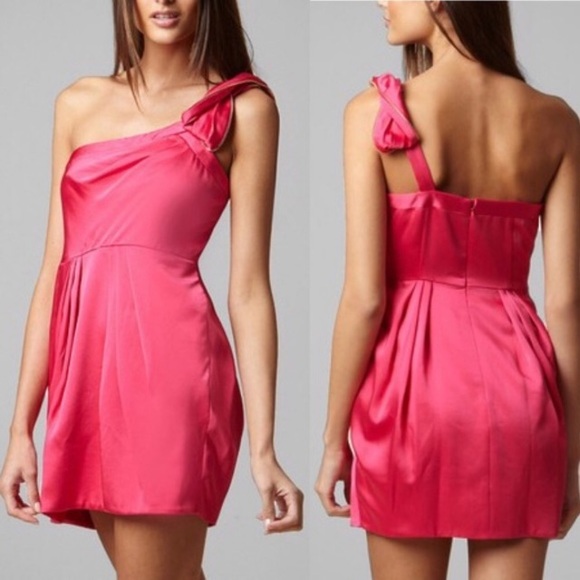 BCBGMaxAzria Azalea pink one shoulder dress 0XS - Picture 3 of 7